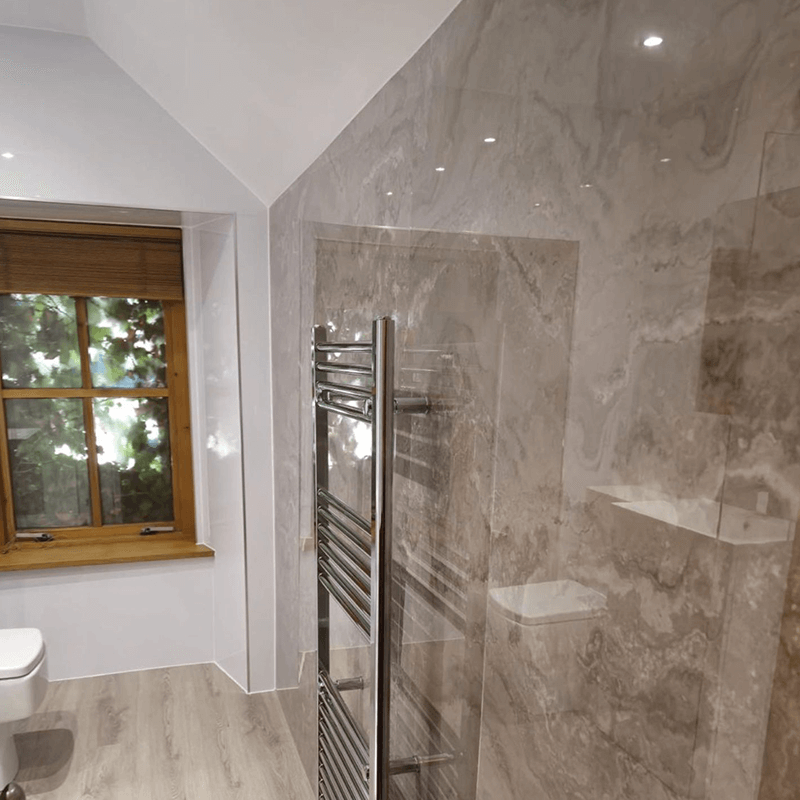 New York Concrete (Gloss) 10mm Aqua Solid Wall Panel 1m x 2.4m image